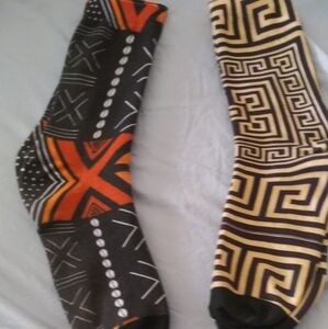 2 Pair African Ethnic Socks Sz 11-13 Nwot$23 + Free Scarf